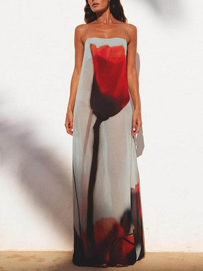 Maxi-jurk met Abstracte Tulpenprint
