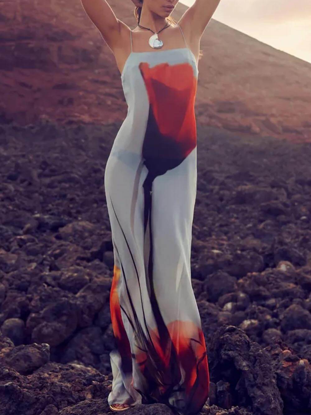 Maxi-jurk met Abstracte Tulpenprint