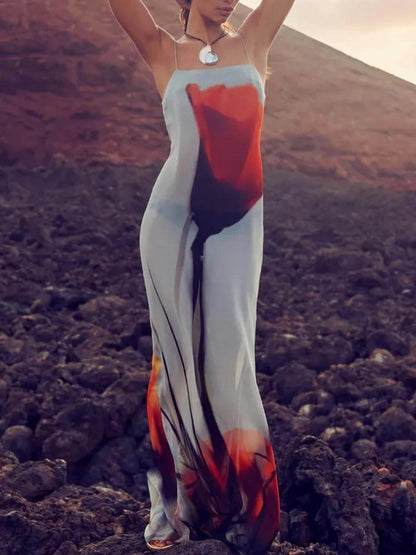 Maxi-jurk met Abstracte Tulpenprint