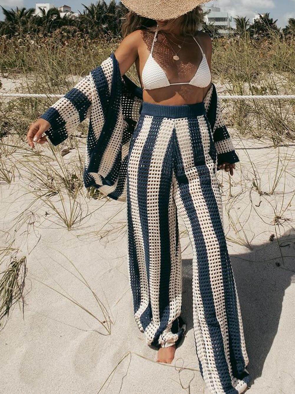 Tweedelige Set — Gestreept Overhemd & Wijde Broek