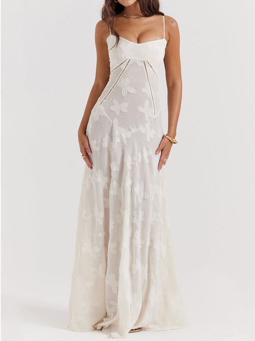 Vintage Maxi-jurk met Kant en Open Rug