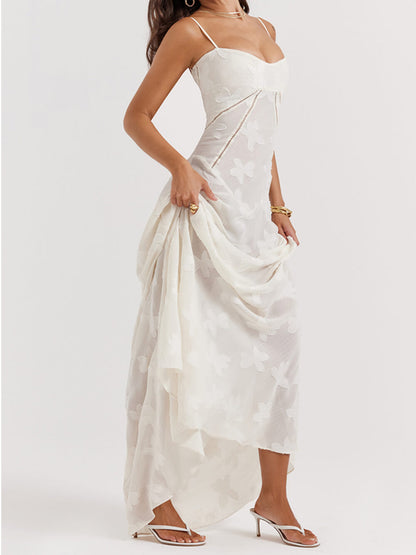 Vintage Maxi-jurk met Kant en Open Rug