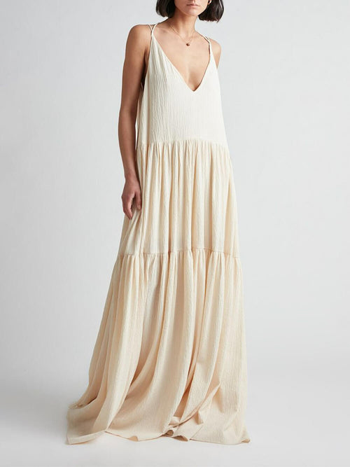 Maxi-jurk met Diepe V-hals en Bandjes