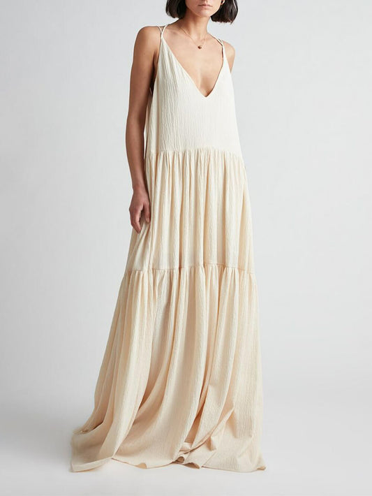 Maxi-jurk met Diepe V-hals en Bandjes