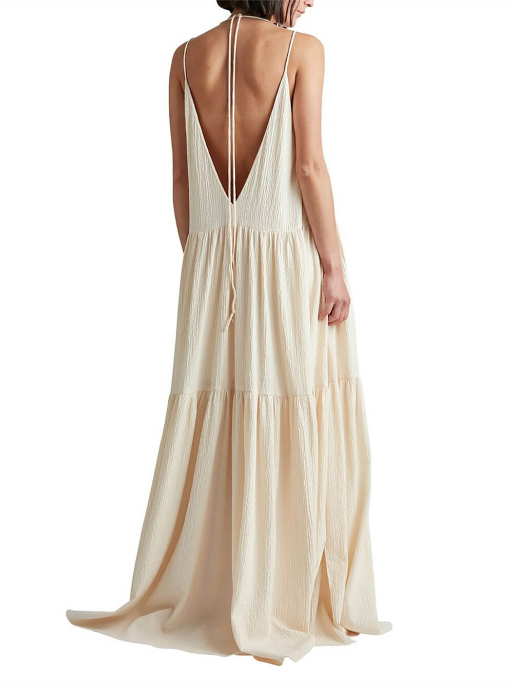 Maxi-jurk met Diepe V-hals en Bandjes