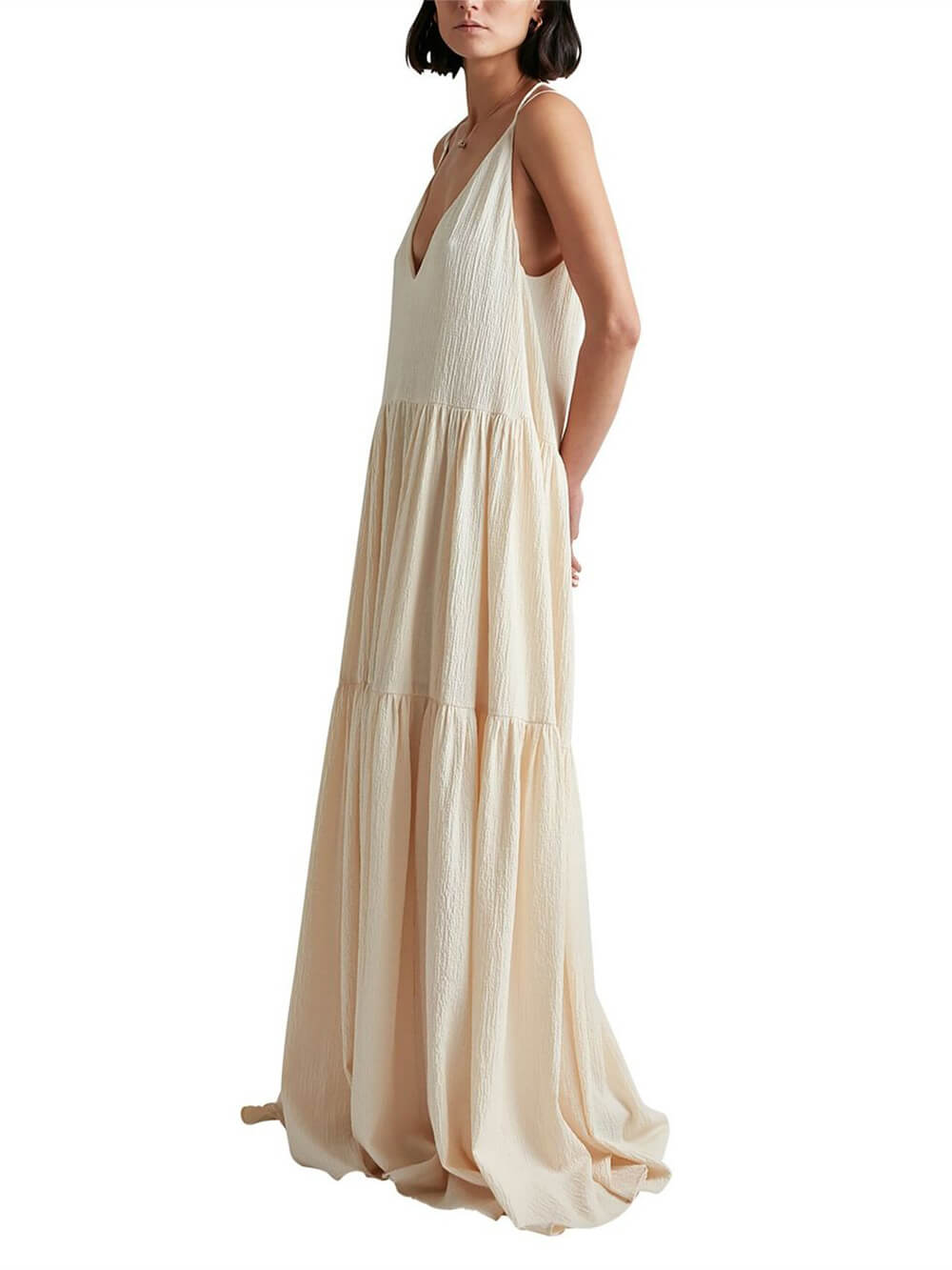 Maxi-jurk met Diepe V-hals en Bandjes