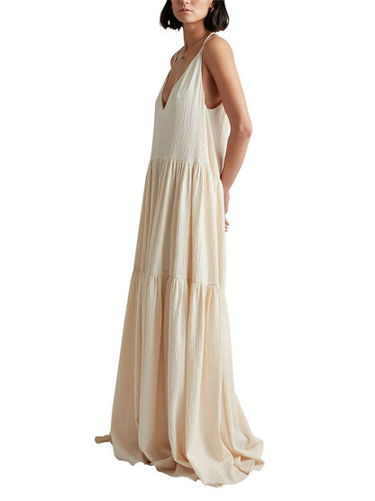 Maxi-jurk met Diepe V-hals en Bandjes