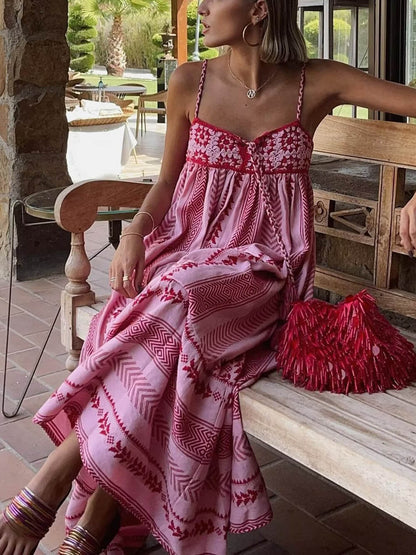 Gehaakte Slip Maxi-jurk in Etnische Stijl