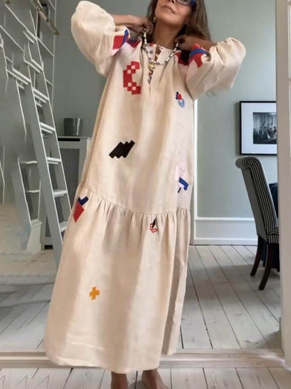 Luchtige Maxi-jurk met Etnische Print