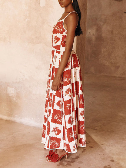 One-Shoulder Maxi-jurk met Bloementrim
