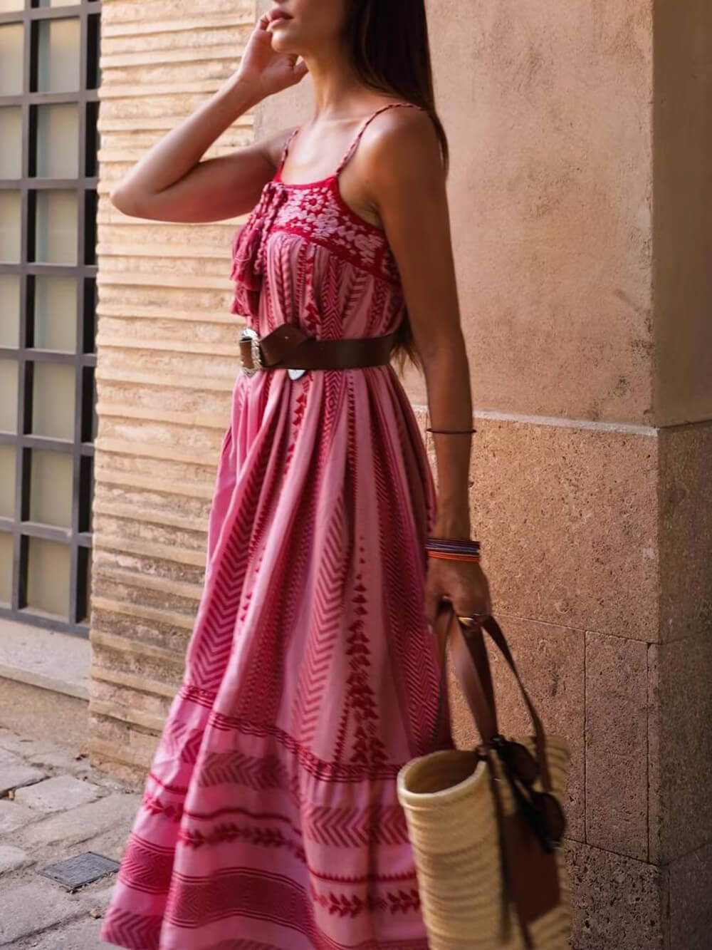 Gehaakte Slip Maxi-jurk in Etnische Stijl
