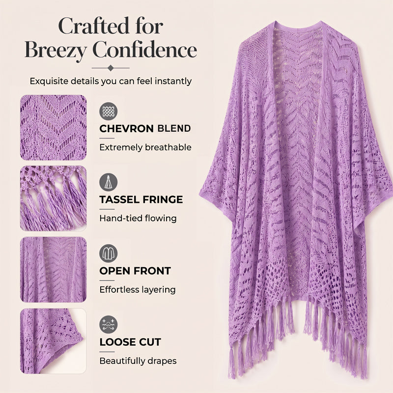 🔥This Week's Special Price:£15.99!!😍Women’s Oversized Knit Cardigan – Lightweight Crochet Tassel Kimono for Spring & Summer 🌸