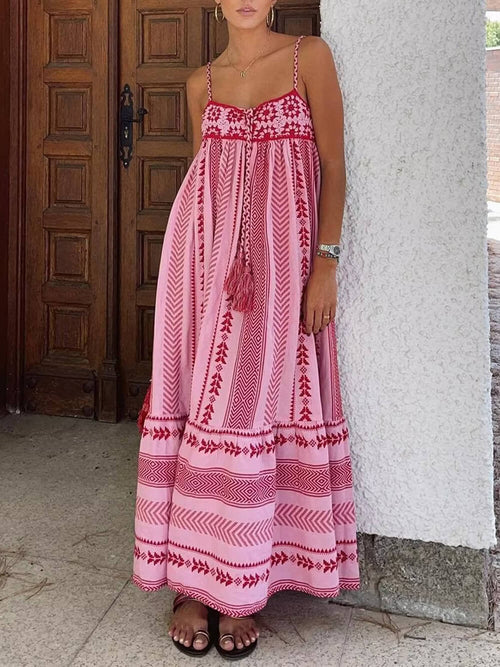 Gehaakte Slip Maxi-jurk in Etnische Stijl