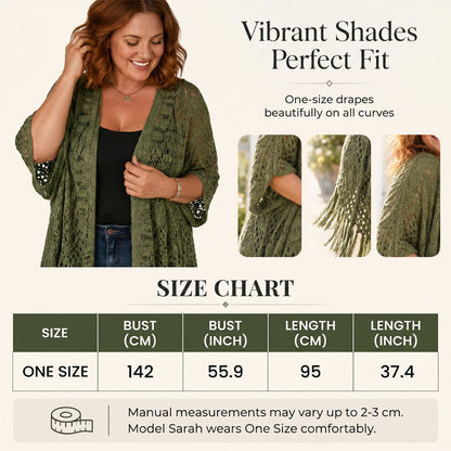 🔥This Week's Special Price:£15.99!!😍Women’s Oversized Knit Cardigan – Lightweight Crochet Tassel Kimono for Spring & Summer 🌸