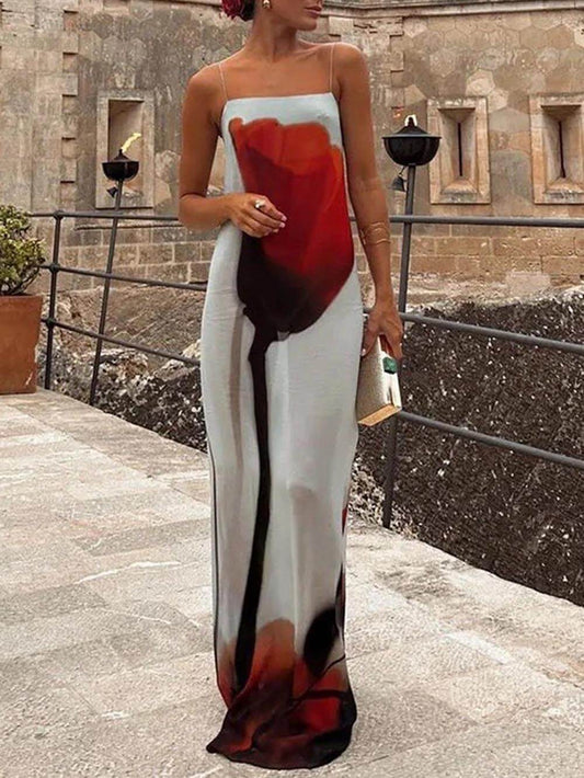 Maxi-jurk met Abstracte Tulpenprint