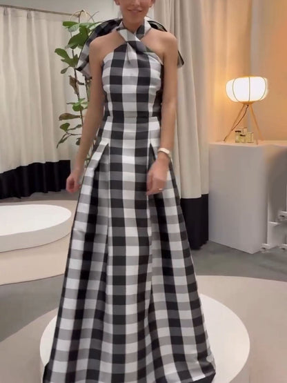 Geruite Maxi-jurk met Halternek