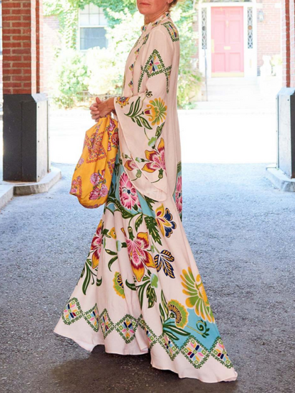 Vloeiende Maxi-jurk met Zonnige Bloemenprint