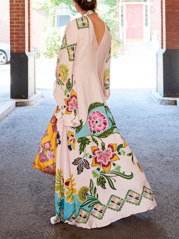 Vloeiende Maxi-jurk met Zonnige Bloemenprint