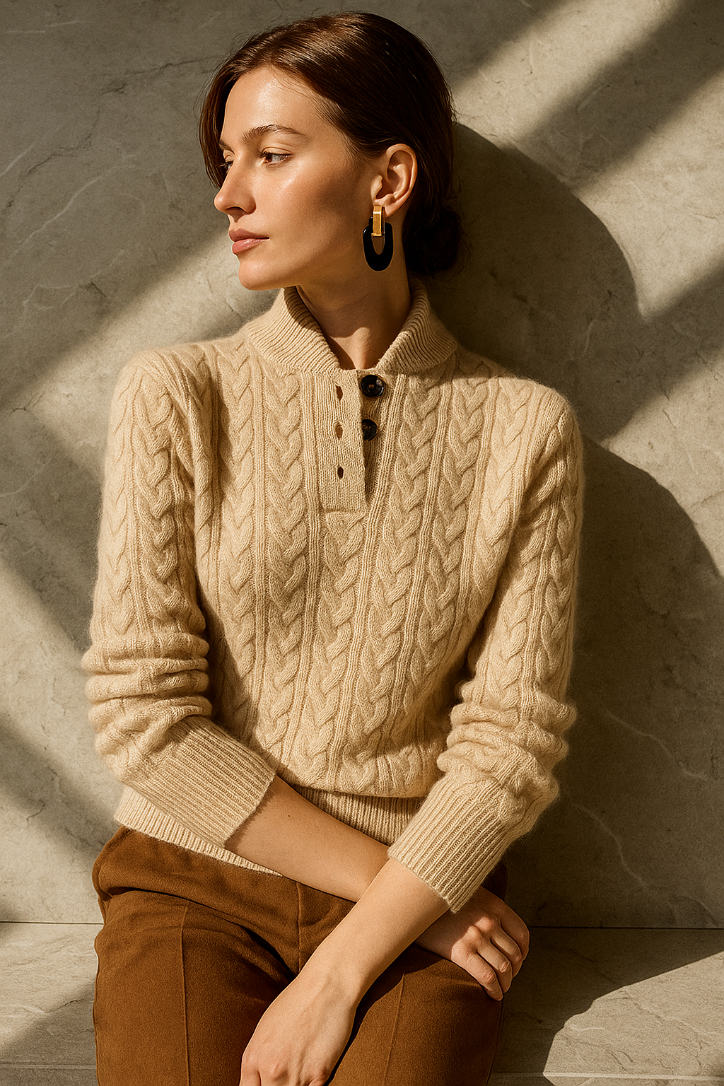 Arden Button-Up Cashmere Sweater