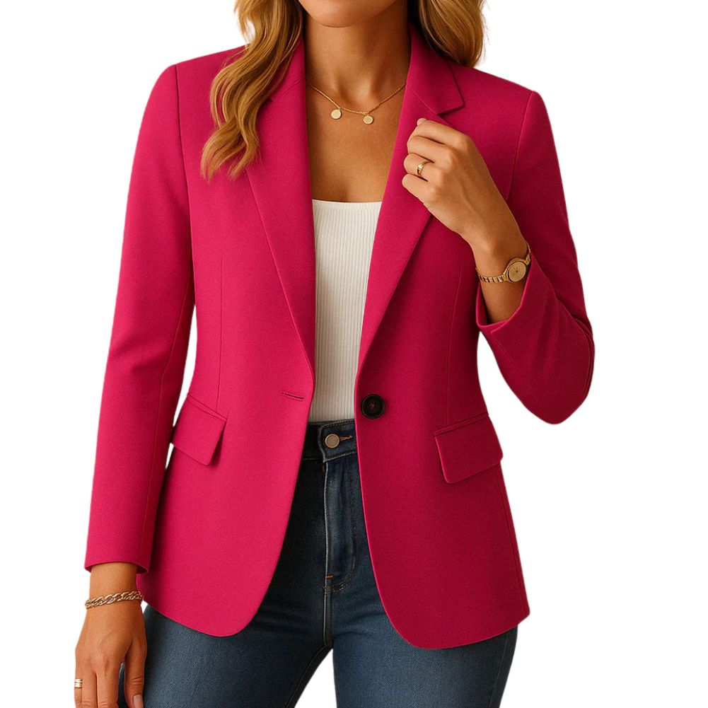 Stretch Blazer Dames – Getailleerd Colbert met Één Knoop, Wasbaar