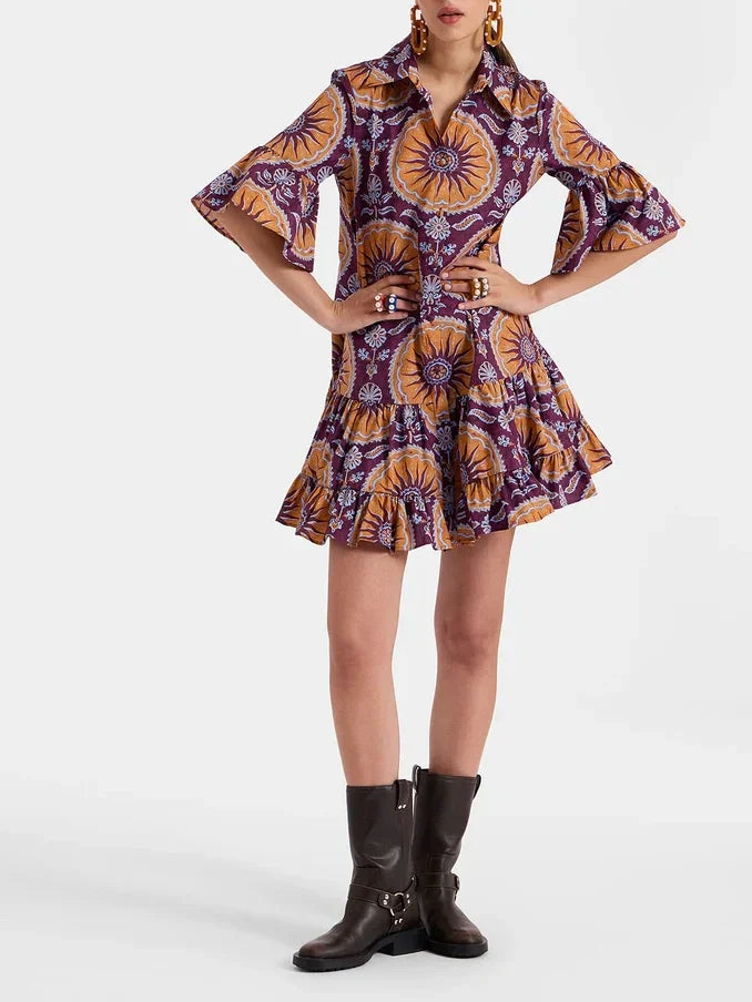 Mini-jurk met Verlaagde Taille en Lagen