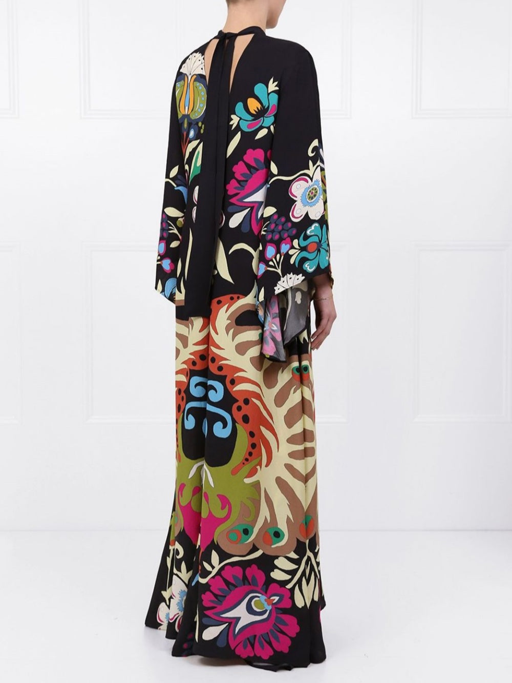 Maxi-jurk met Pauwenprint