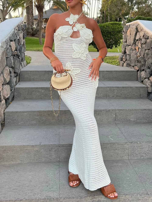 Gehaakte Maxi-jurk met 3D-bloemen