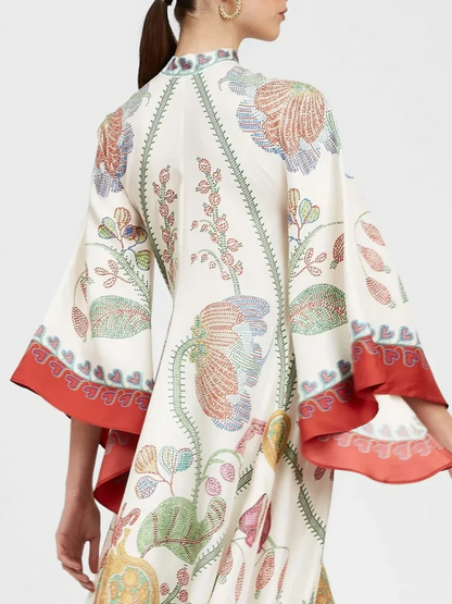 Maxi-jurk met Zwart-witte Print