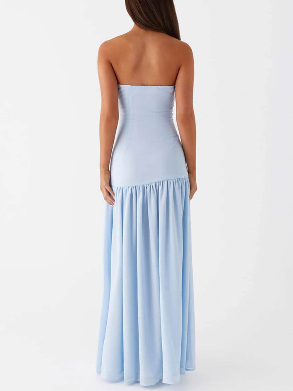 Strapless Backless Maxi-jurk met Plooien