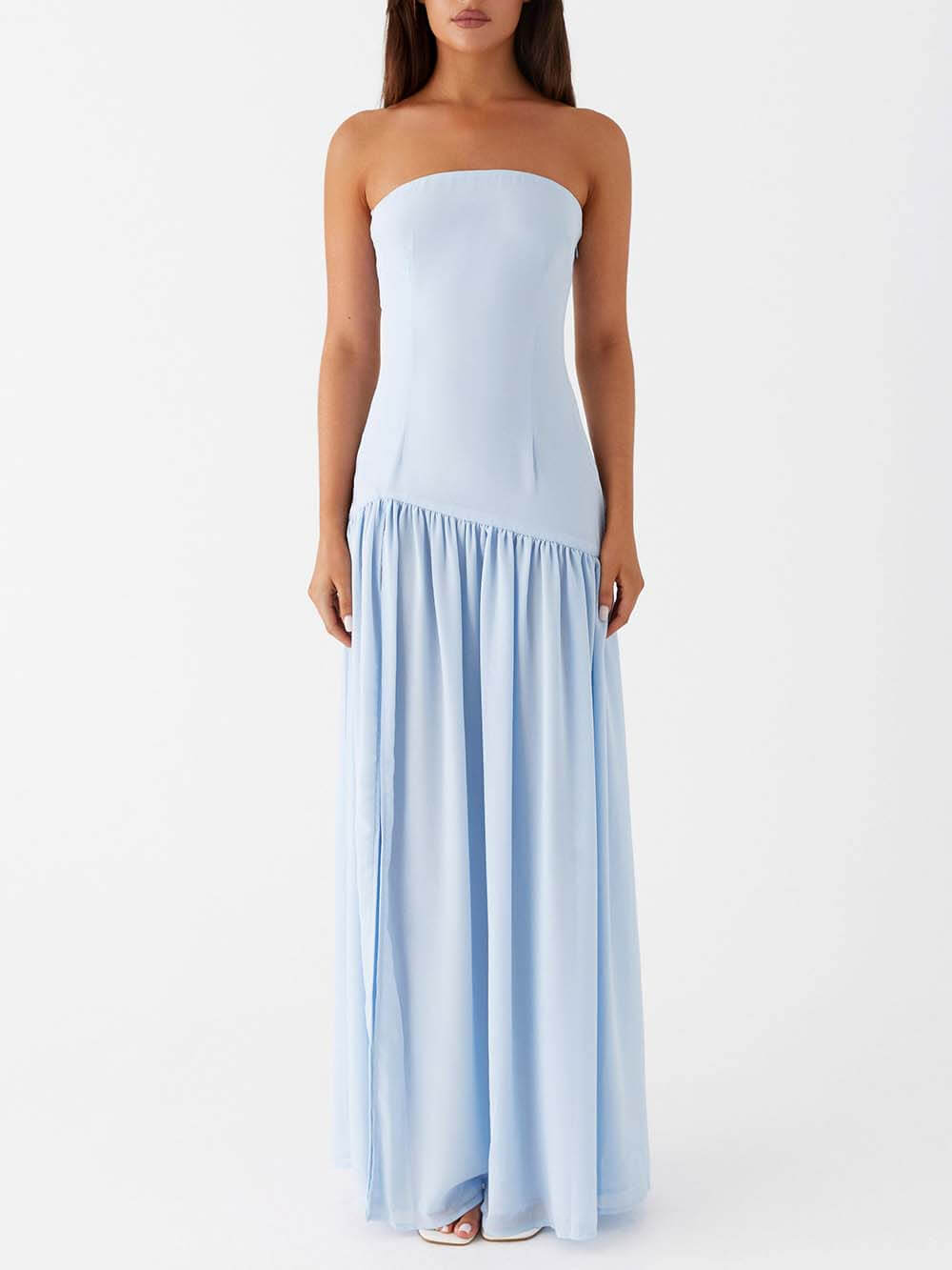 Strapless Backless Maxi-jurk met Plooien