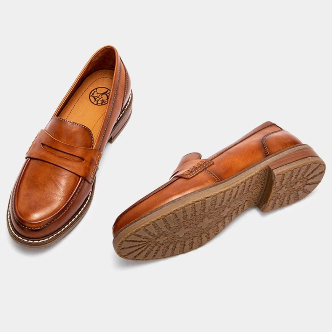 Comfortabele Leren Loafers Dames – Instappers met Steunzool & Schokdemping