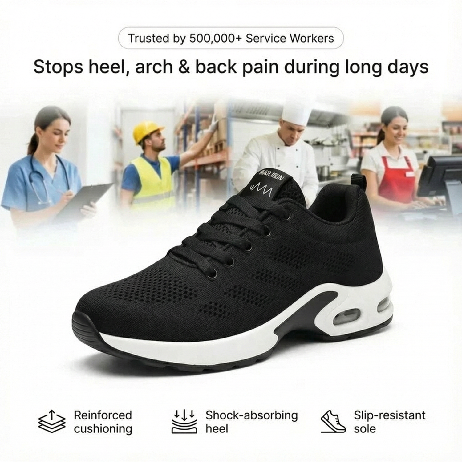 Orthora™ Pro — 12-Hour Shift Shoes for All-Day Foot, Knee & Back Pain Relief