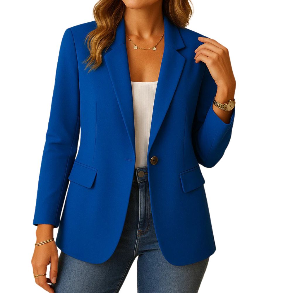 Stretch Blazer Dames – Getailleerd Colbert met Één Knoop, Wasbaar