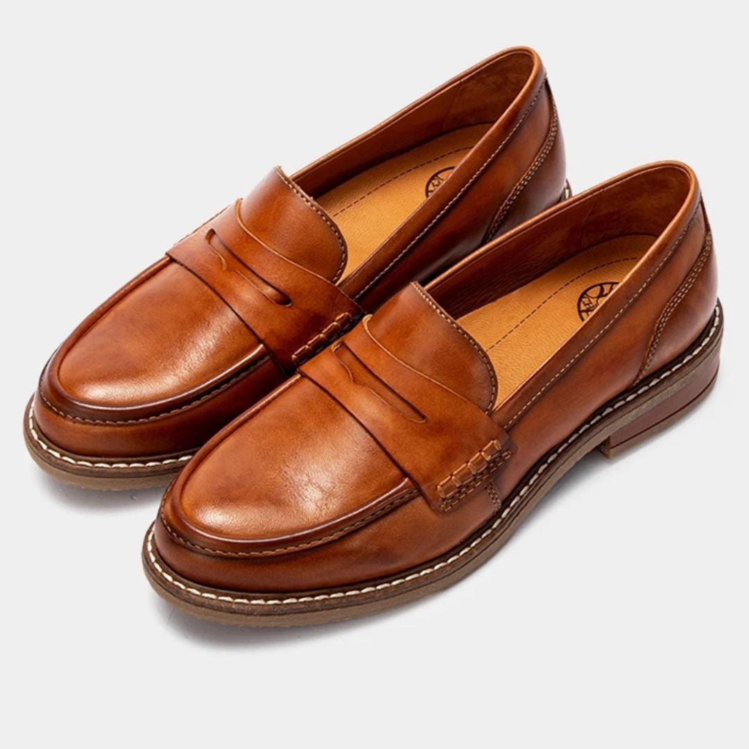 Comfortabele Leren Loafers Dames – Instappers met Steunzool & Schokdemping
