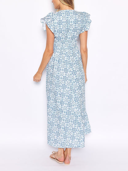 Maxi-jurk met V-hals en Vlindermouwen