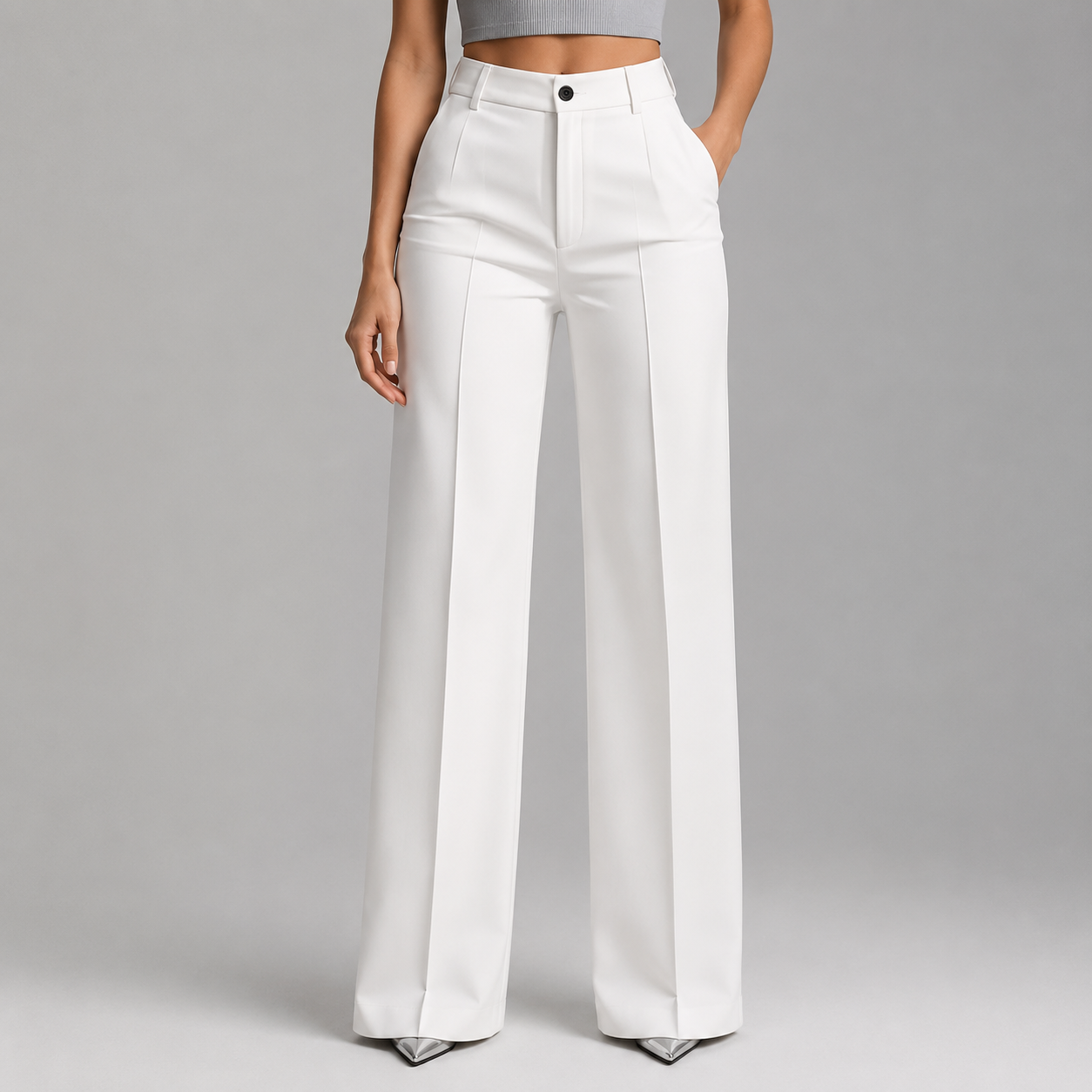 Montarello Women's High Waisted Straight Leg Tailored Trousers