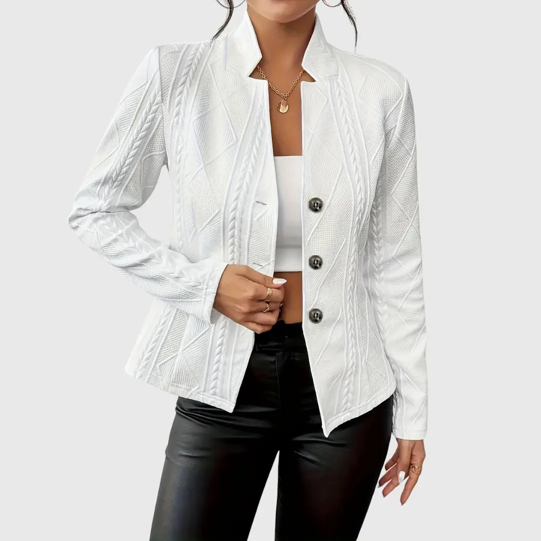 Blazer Dames Gewatteerd – Getailleerd Colbert met Dubbele Rij Knopen