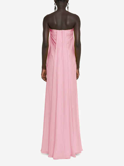 Strapless A-lijn Maxi-jurk met Plooien