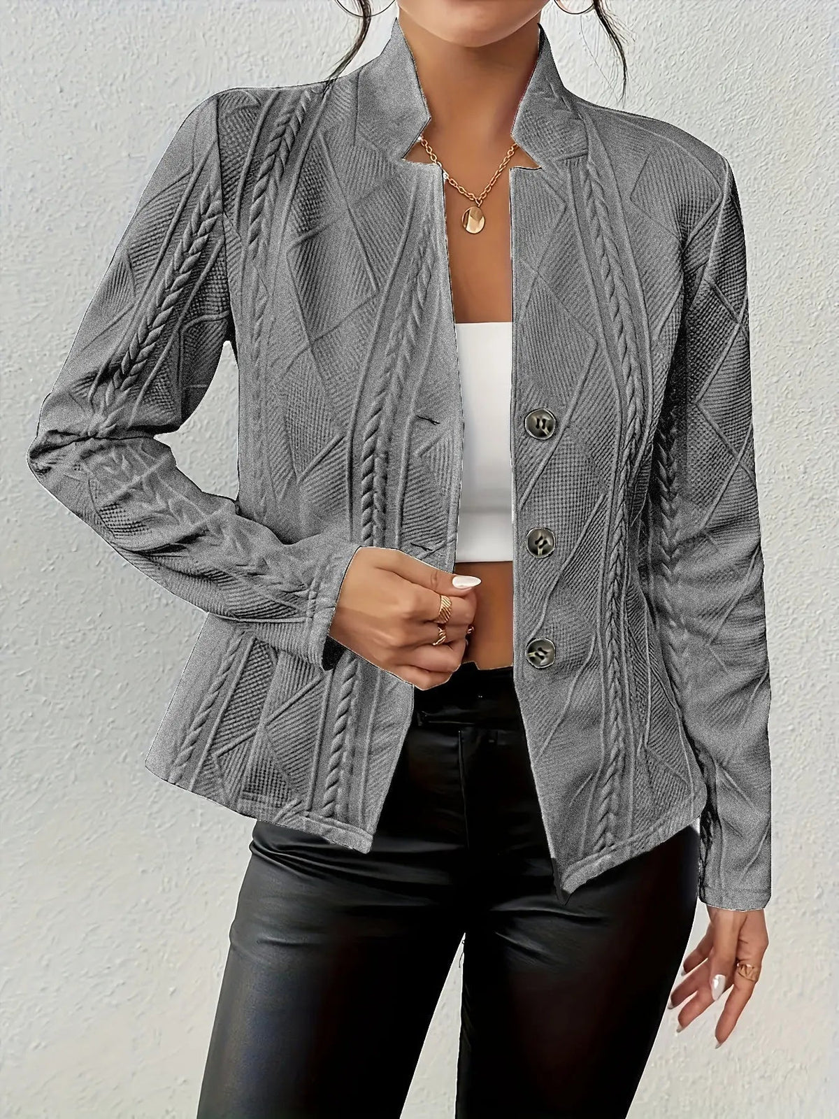 Blazer Dames Gewatteerd – Getailleerd Colbert met Dubbele Rij Knopen