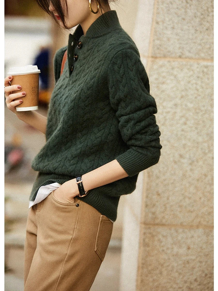 Arden Button-Up Cashmere Sweater