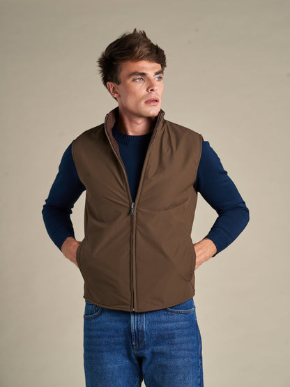 Reversible Wool Gilet | Brown