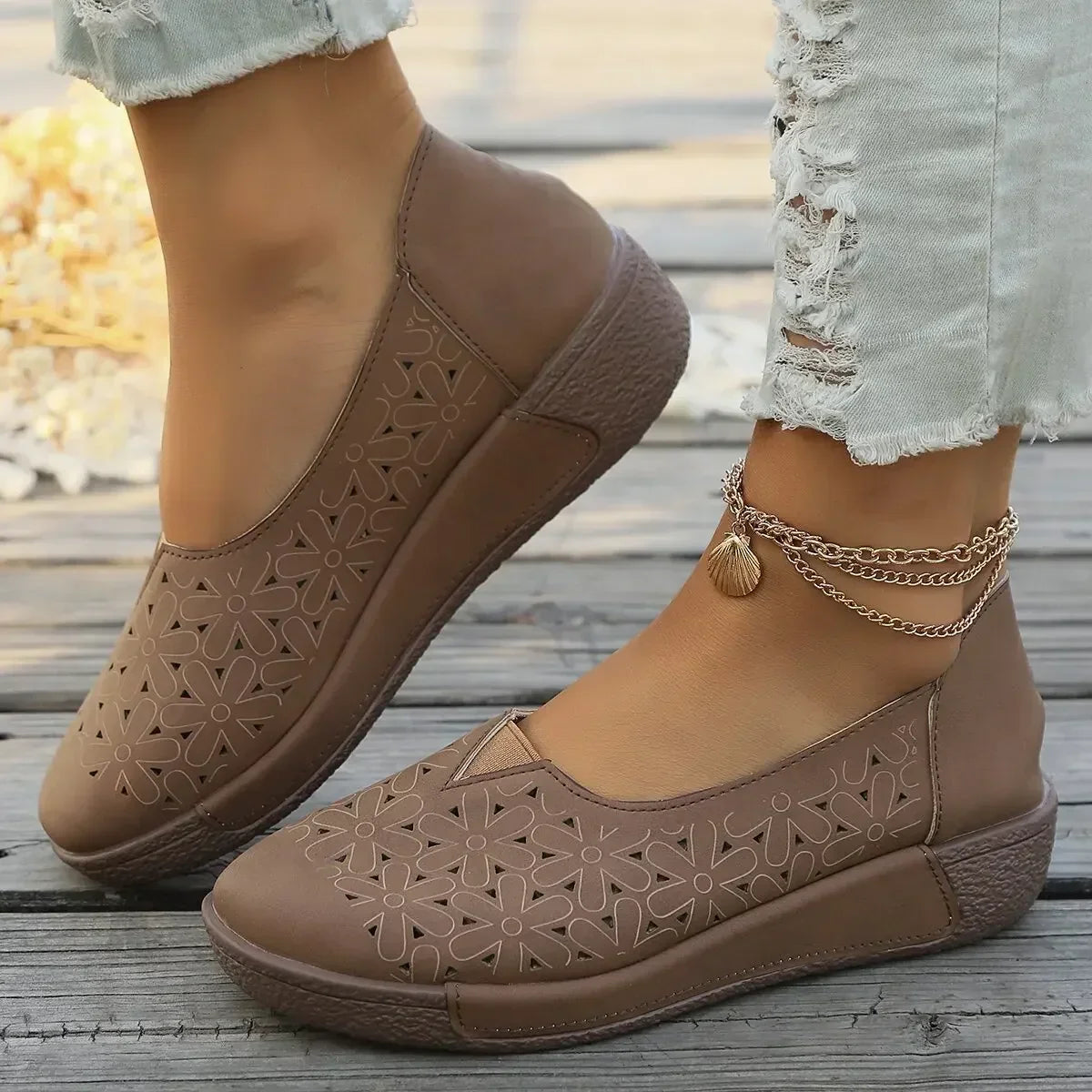 Comfortabele Loafers Dames met Sleehak – Leren Instappers met Steunzool & Schokdemping