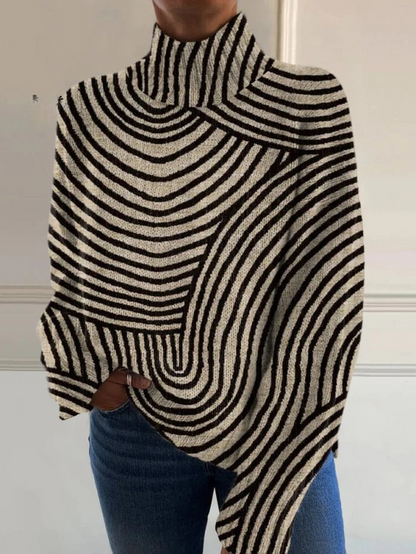 Ruth | Striped Roll Neck Turtleneck Sweater for Women
