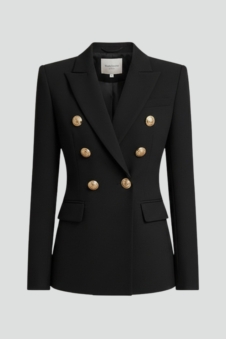 Blazer Dames Dubbele Rij – Getailleerd Colbert met Gouden Knopen