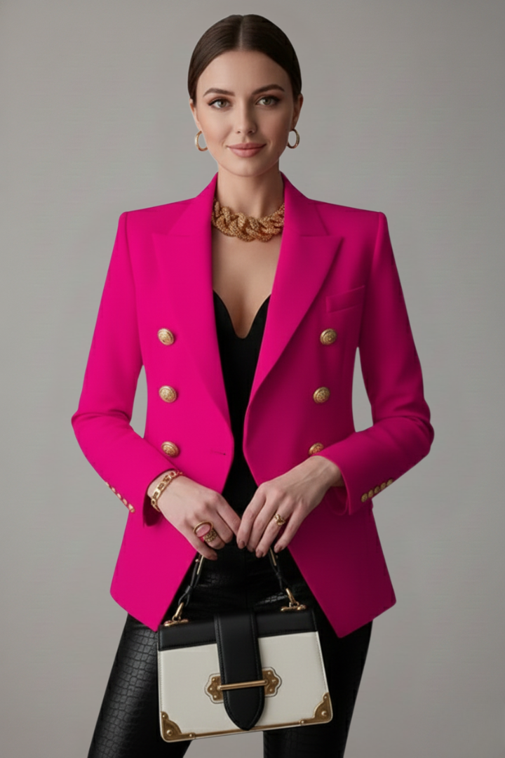 Blazer Dames Dubbele Rij – Getailleerd Colbert met Gouden Knopen