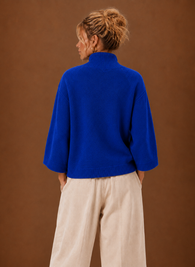 Grofgebreide oversized trui dames met opstaande hals – afbeelding 6