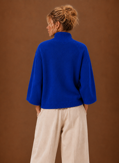 Grofgebreide oversized trui dames met opstaande hals – afbeelding 6