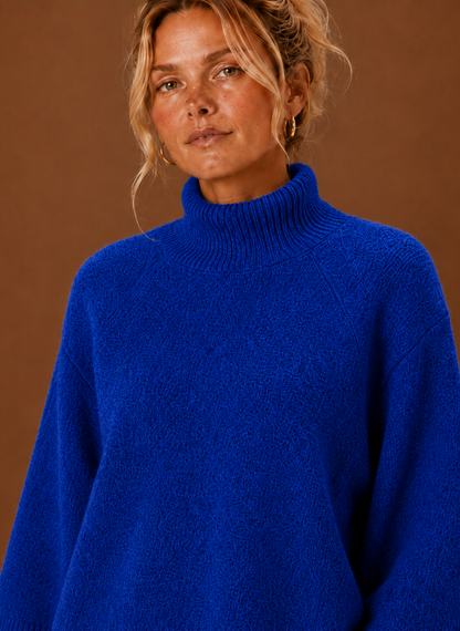 Grofgebreide oversized trui dames met opstaande hals – afbeelding 5