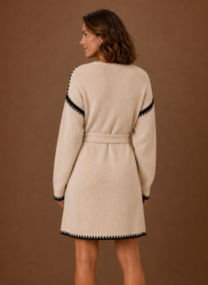 Gebreide jurk dames met riem – afbeelding 2