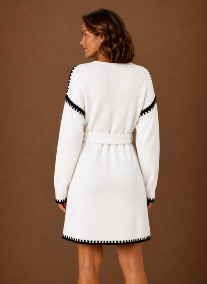 Gebreide jurk dames met riem – afbeelding 6